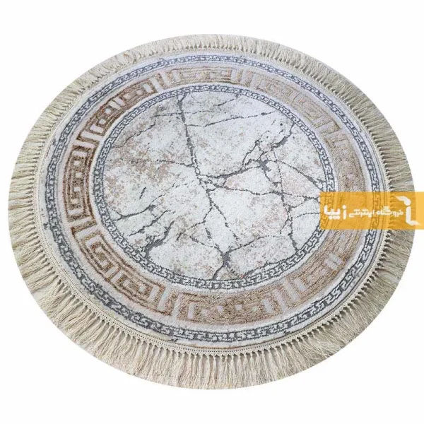 فرش گرد کرم طرح ماربل11
