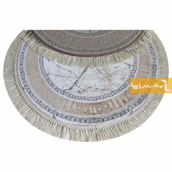 فرش گرد کرم طرح ماربل8