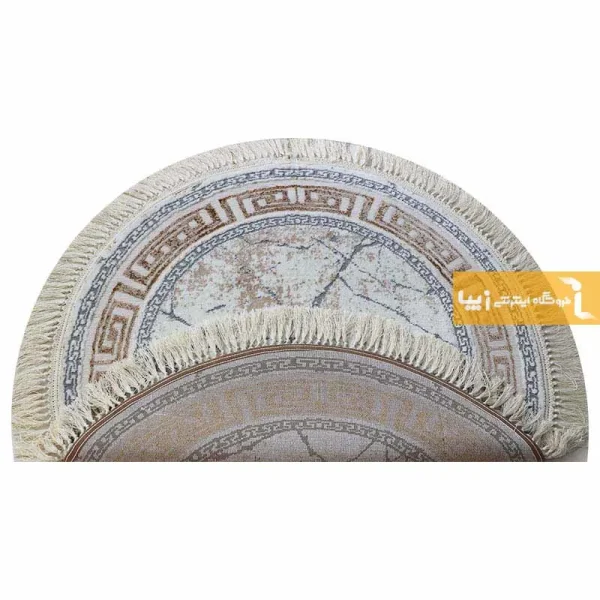 فرش گرد کرم طرح ماربل7
