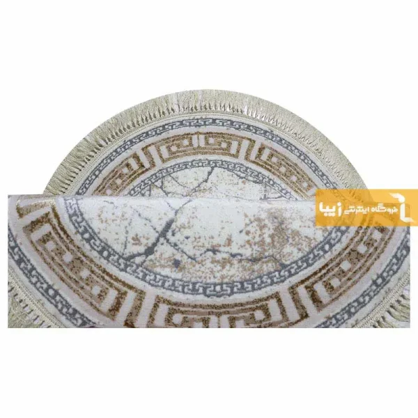 فرش گرد کرم طرح ماربل6