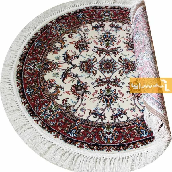 فرش گرد کرم طرح صبا4