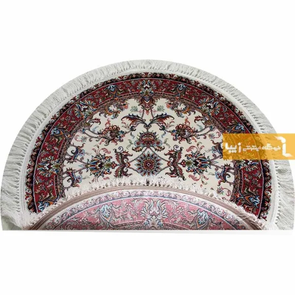 فرش گرد کرم طرح صبا3