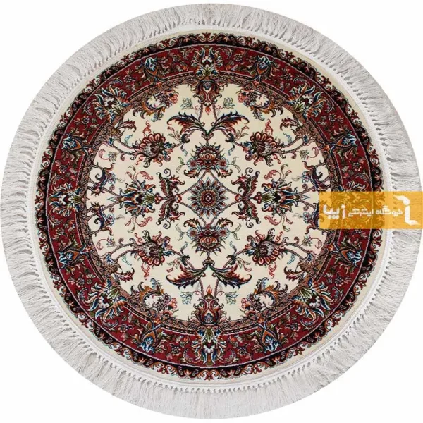 فرش گرد کرم طرح صبا8