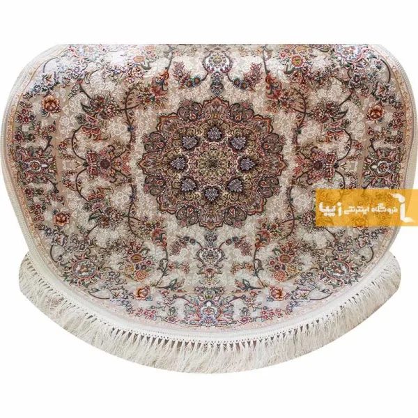 فرش گرد کرم طرح فردوس4