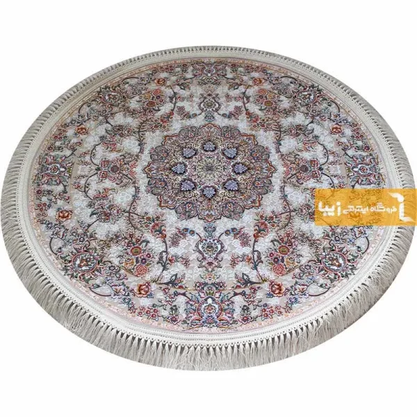 فرش گرد کرم طرح فردوس3