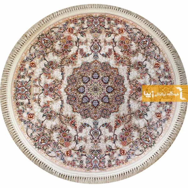 فرش گرد کرم طرح فردوس11