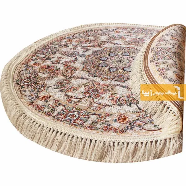 فرش گرد کرم طرح فردوس10