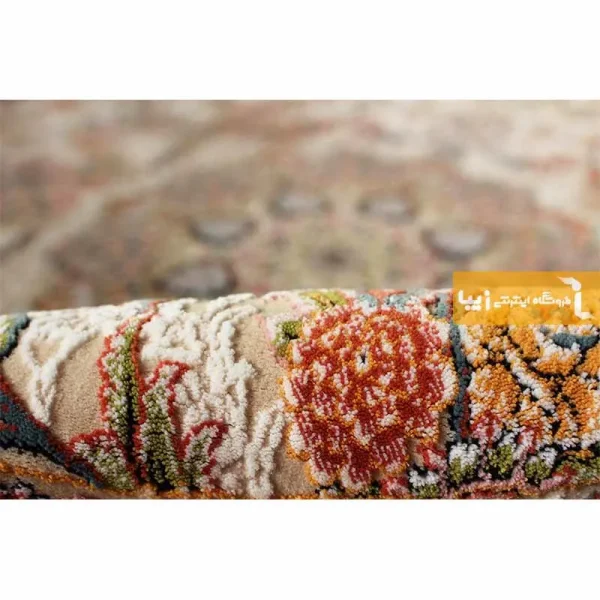 فرش گرد کرم طرح فردوس8