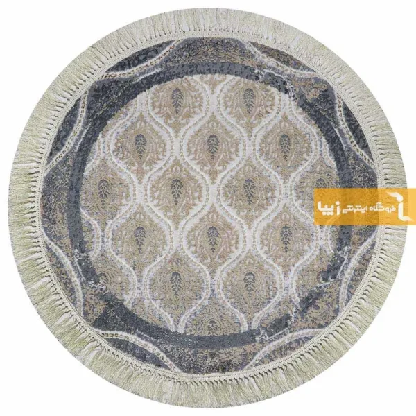 فرش گرد کرم طرح گندم12