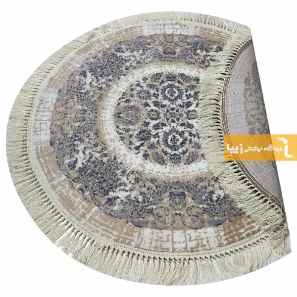 فرش گرد کرم طرح گلشن10