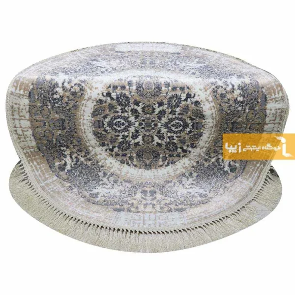 فرش گرد کرم طرح گلشن12