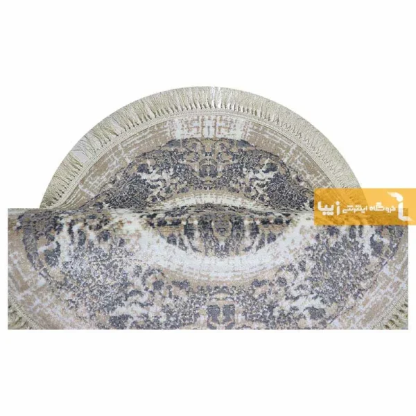 فرش گرد کرم طرح گلشن4