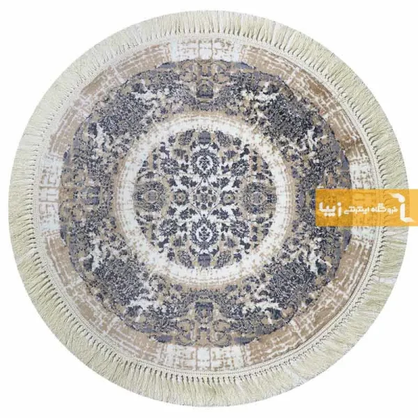 فرش گرد کرم طرح گلشن3