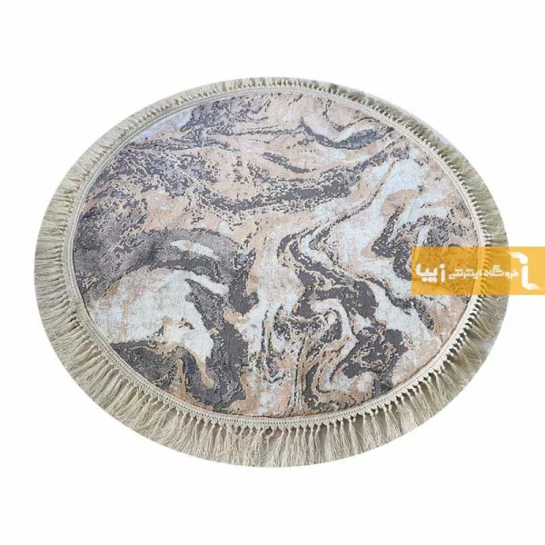 فرش گرد کرم طرح کویر13