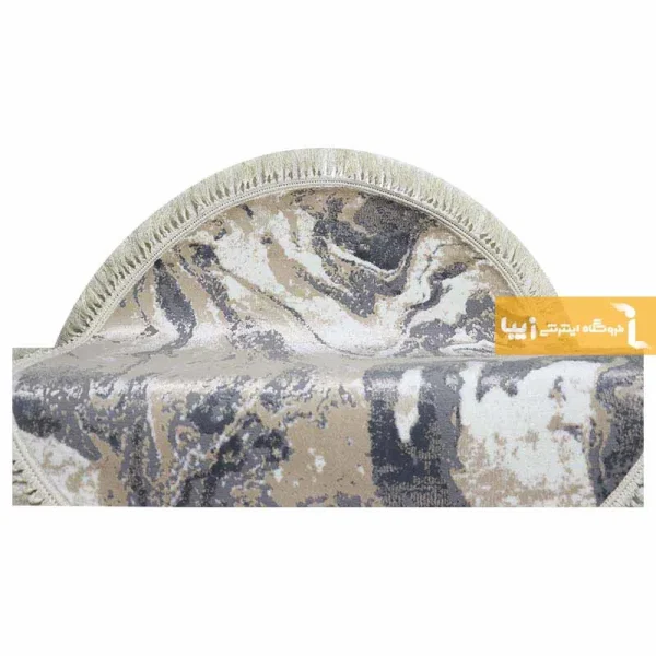 فرش گرد کرم طرح کویر10
