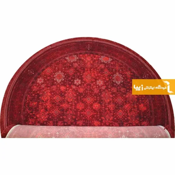 فرش گرد زرشکی طرح یاقوت4