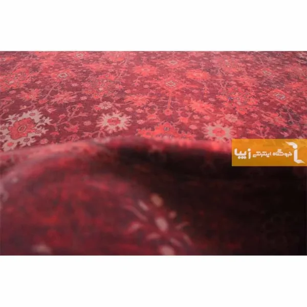 فرش گرد زرشکی طرح یاقوت3