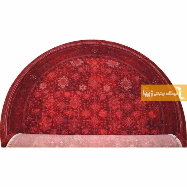 فرش گرد زرشکی طرح یاقوت2