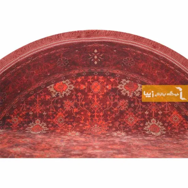 فرش گرد زرشکی طرح یاقوت12