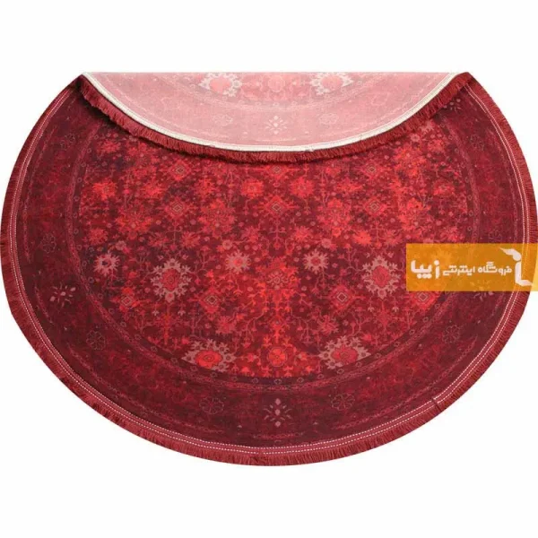 فرش گرد زرشکی طرح یاقوت11