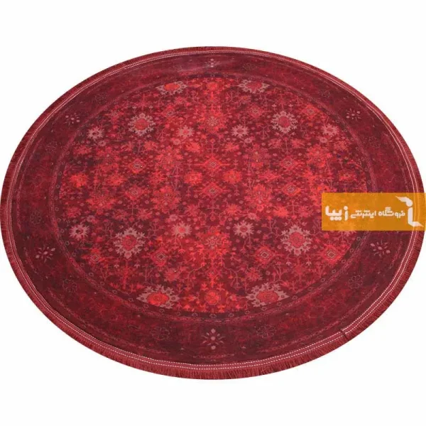 فرش گرد زرشکی طرح یاقوت10