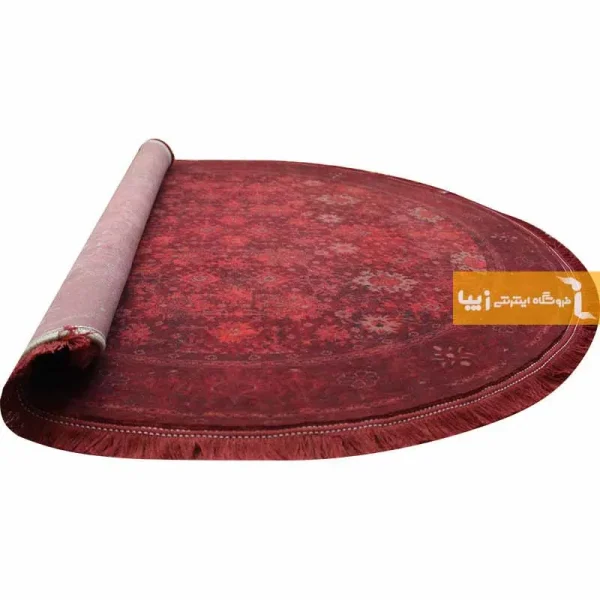 فرش گرد زرشکی طرح یاقوت6