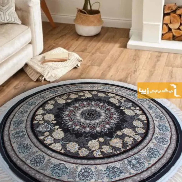 فرش گرد دودی طرح اصفهان1