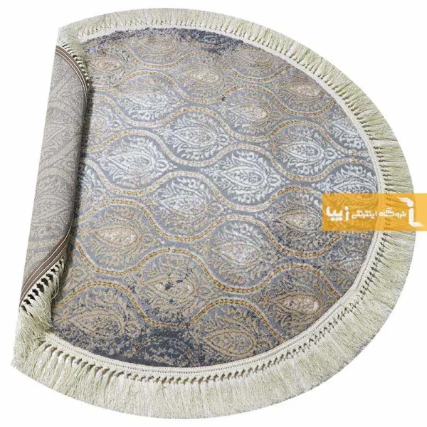 فرش گرد طوسی طرح درباری10