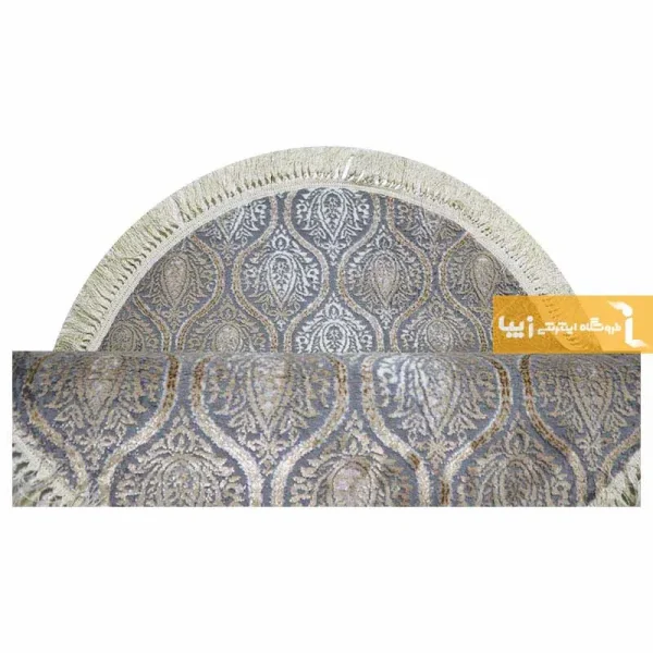 فرش گرد طوسی طرح درباری9