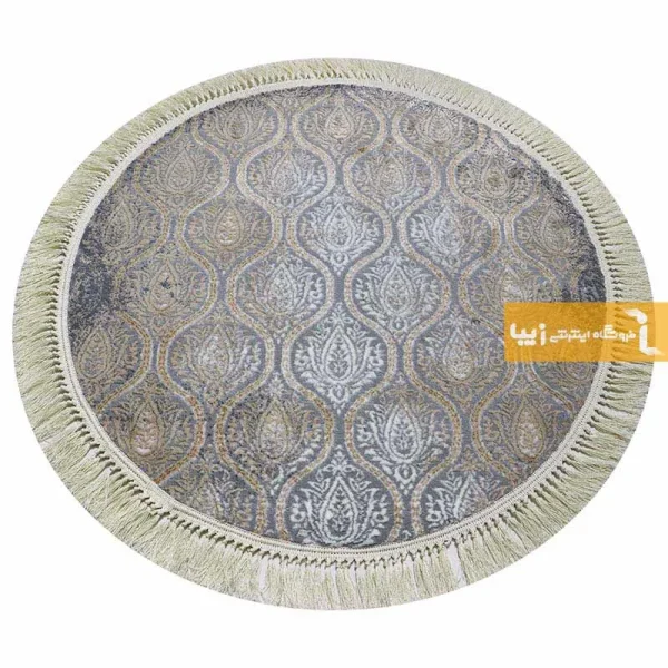 فرش گرد طوسی طرح درباری5