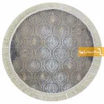 فرش گرد طوسی طرح درباری3