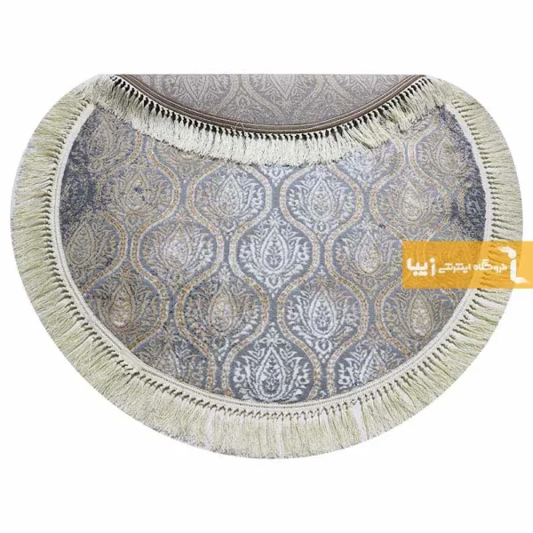 فرش گرد طوسی طرح درباری2
