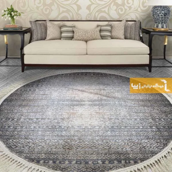 فرش گرد طوسی طرح مراکش1