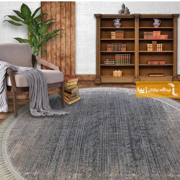 فرش گرد طوسی طرح پاسکال1