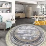 فرش گرد طوسی طرح پتینه1