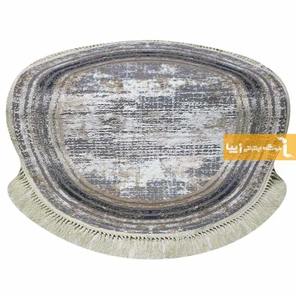 فرش گرد طوسی طرح پتینه10