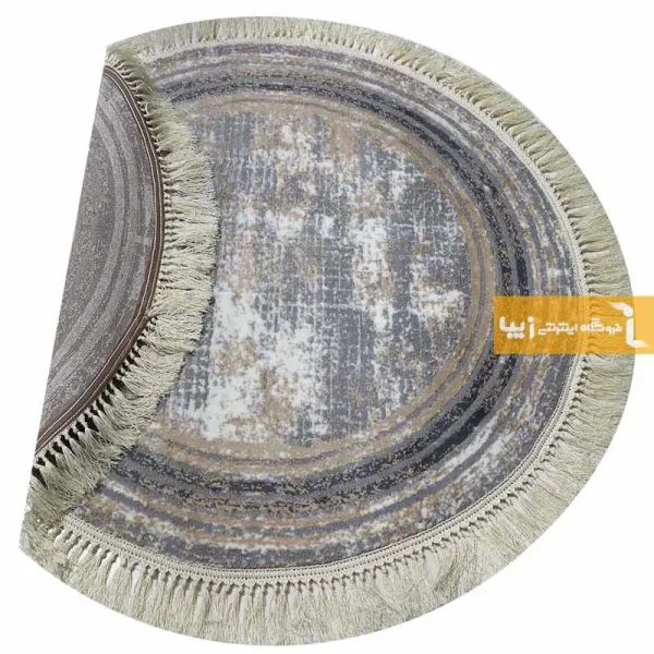 فرش گرد طوسی طرح پتینه8