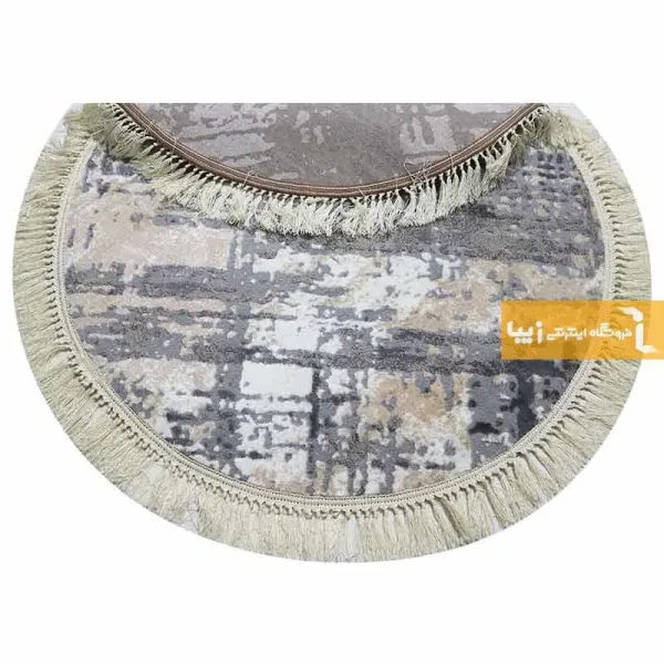 فرش گرد طوسی طرح پرتو8
