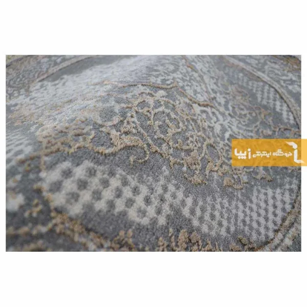 فرش گرد طوسی طرح روناک3
