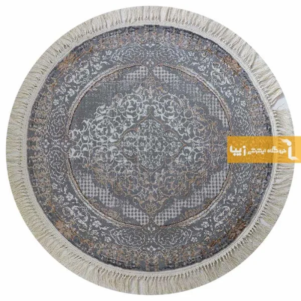 فرش گرد طوسی طرح روناک2