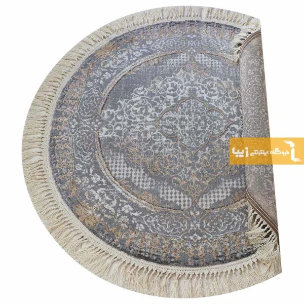 فرش گرد طوسی طرح روناک10