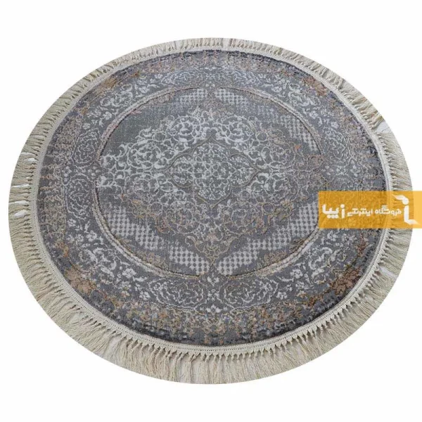 فرش گرد طوسی طرح روناک5