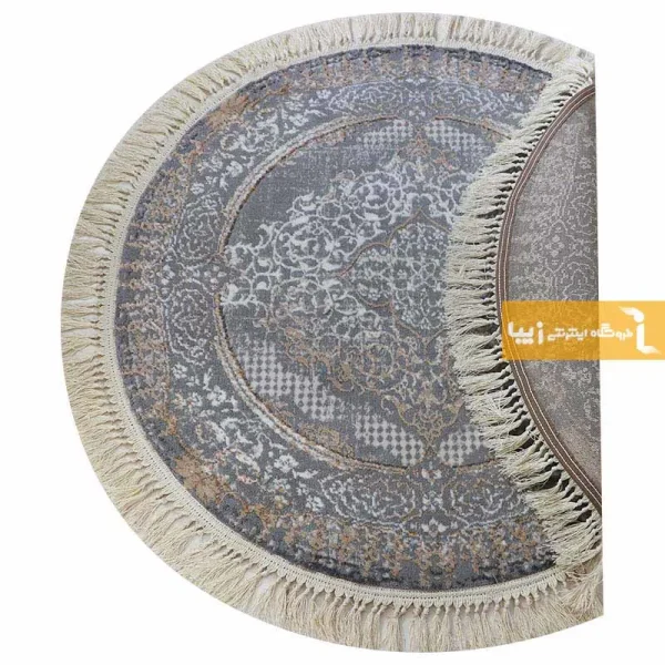 فرش گرد طوسی طرح روناک4