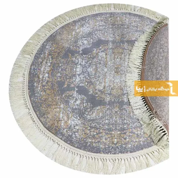 فرش گرد طوسی طرح رویال4