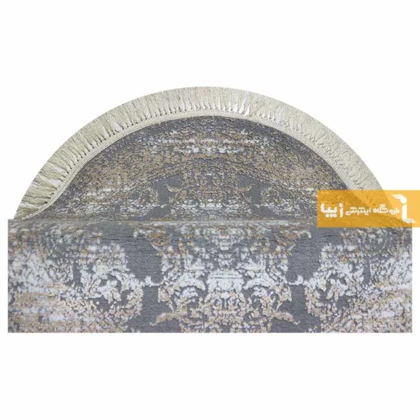 فرش گرد طوسی طرح رویال7