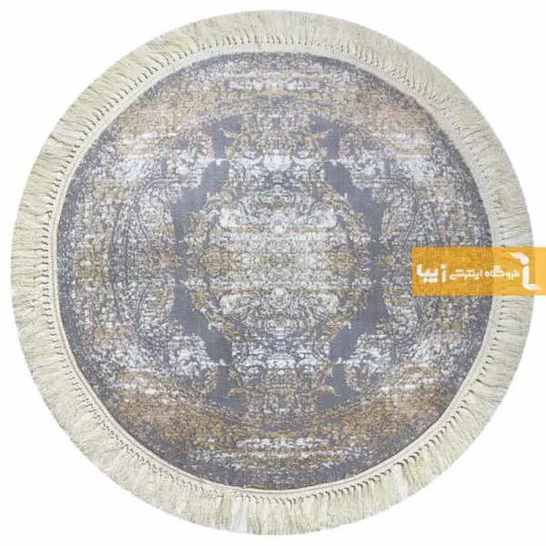 فرش گرد طوسی طرح رویال5