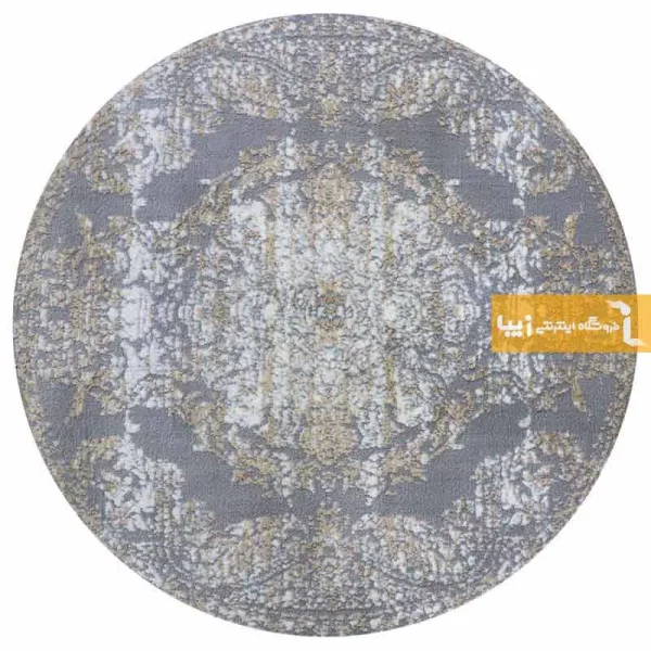 فرش گرد طوسی طرح رویال10