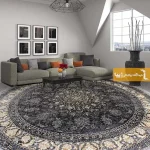 فرش گرد دودی طرح شاهکار1