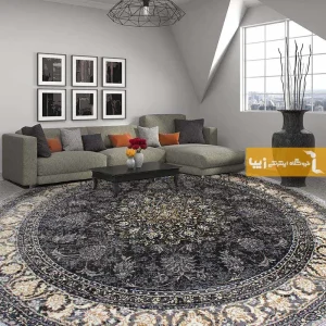 فرش گرد دودی طرح شاهکار1