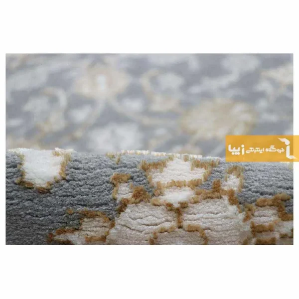 فرش گرد طوسی طرح زنبق4